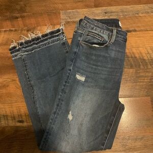 Women's Distressed Ankle Jeans in Dark Blue